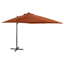 Frihängande parasoll med stång och LED terrakotta 250 cm , hemmetshjarta.se