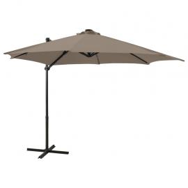 Frihängande parasoll med stång och LED taupe 300 cm , hemmetshjarta.se
