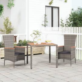 Matbord för trädgård 90x90x75 cm grå konstrotting & massiv akacia , hemmetshjarta.se