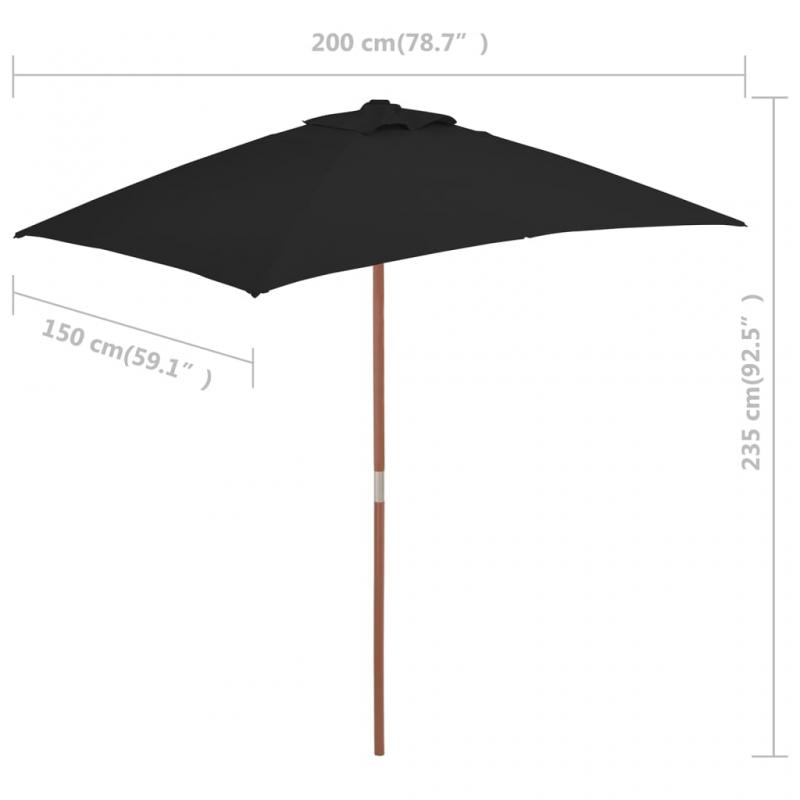 Parasoll med trstng 150x200 cm svart , hemmetshjarta.se