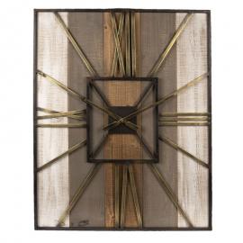 Väggklocka 60x6x79 cm / 1xAA Brunt trä, metall rektangel , hemmetshjarta.se
