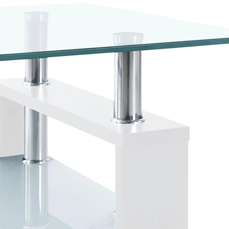 Soffbord 95x55x40 cm vit och transparent hrdat glas , hemmetshjarta.se