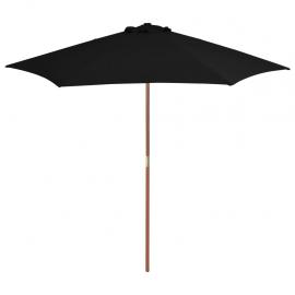 Parasoll med trästång 270 cm svart , hemmetshjarta.se