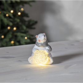Juldekoration LED Polare Isbjörn 11 cm Vit , hemmetshjarta.se