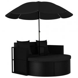 Solsäng med parasoll konstrotting svart , hemmetshjarta.se