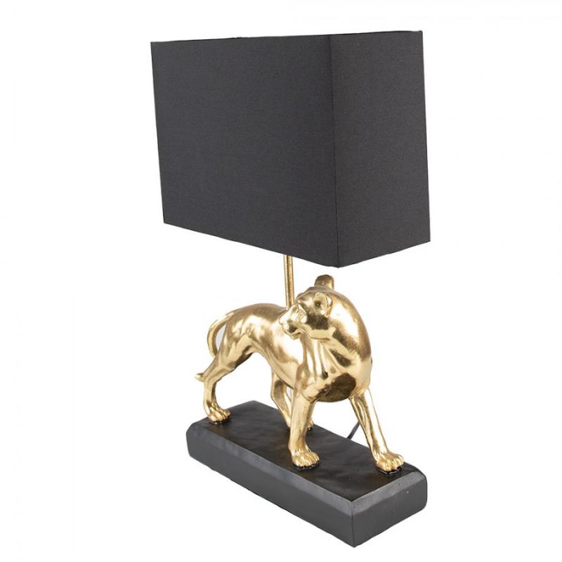 Bordslampa 30x12x47 Cm Leopard Guldfrgad Svart Polyresin Skrivbordslampa , hemmetshjarta.se