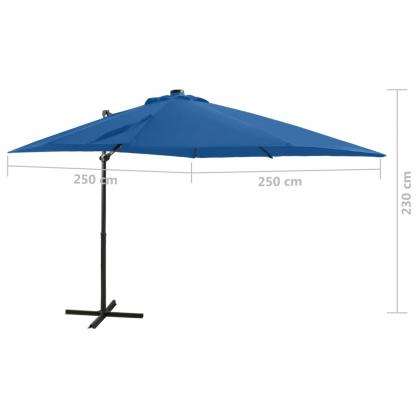 Frihngande parasoll med stng och LED azurbl 250 cm , hemmetshjarta.se