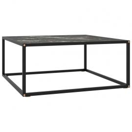 Soffbord härdat glas svart mararmor glas 80x80x35 cm , hemmetshjarta.se