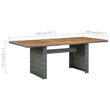 Matbord fr trdgrd 200x100x74 cm ljusgr konstrotting och massivt akaciatr , hemmetshjarta.se