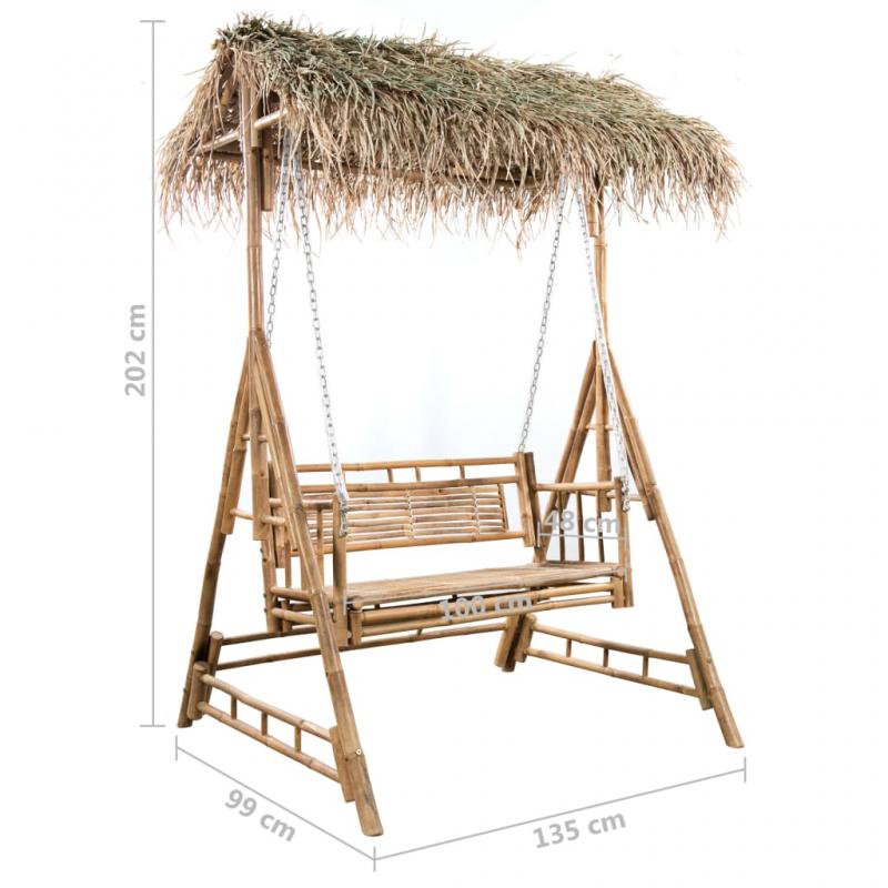 Hammock 2-sits med palmblad och dyna bambu 202 cm , hemmetshjarta.se
