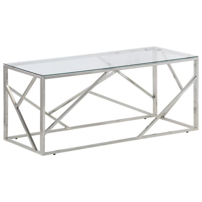 Soffbord rostfritt stl silver och hrdat glas 110x45x45 cm , hemmetshjarta.se