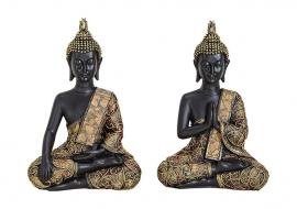 Dekoration Buddha svart guld polyresin 2-pack (B/H/D) 14x 21x7 cm , hemmetshjarta.se