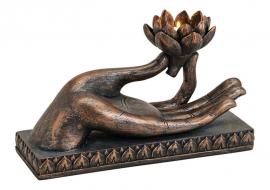 Dekoration Buddha hand brun värmeljushållare polyresin (B/H/D) 32x19x15cm , hemmetshjarta.se