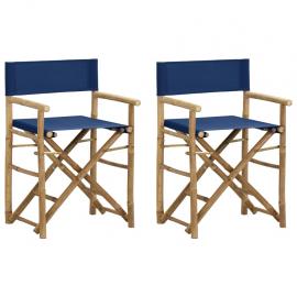 Hopfällbar regissörsstol bambu 2 st blå , hemmetshjarta.se