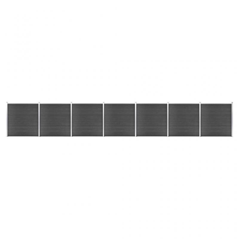 Staketpanel WPC svart 186x1218 cm 7 delar , hemmetshjarta.se