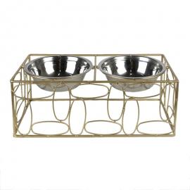 Matskål för hund och katt 2x500 ml Guldfärgat Metall , hemmetshjarta.se