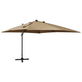 Frihängande parasoll med stång och LED taupe 300 cm , hemmetshjarta.se