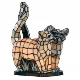 Dekorativ lampa Tiffany Cats 27x18x35 Cm E14/Max 1x40W Beige, Grå Glas , hemmetshjarta.se