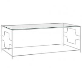 Soffbord rostfritt stål silver och härdat glas 120x60x45 cm , hemmetshjarta.se
