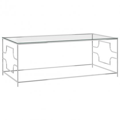 Soffbord rostfritt stl silver och hrdat glas 120x60x45 cm , hemmetshjarta.se