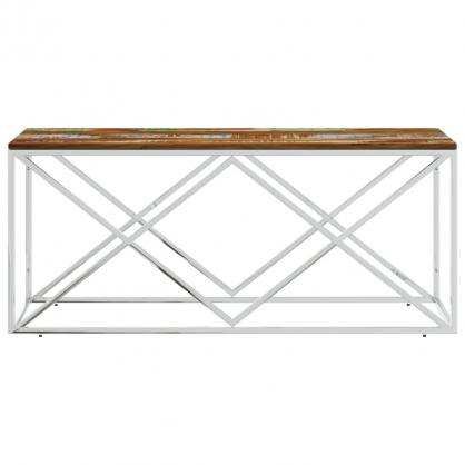 Soffbord rostfritt stl silver och massivt tervunnet tr 110x45x45 cm , hemmetshjarta.se