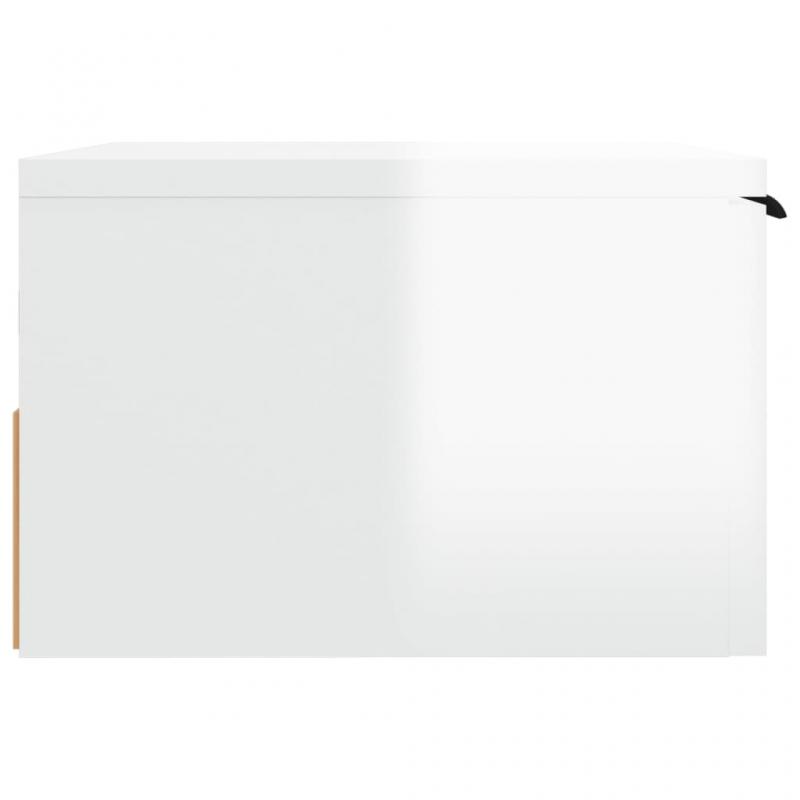 Vggmonterad sngbord vit hgglans 34x30x20 cm , hemmetshjarta.se