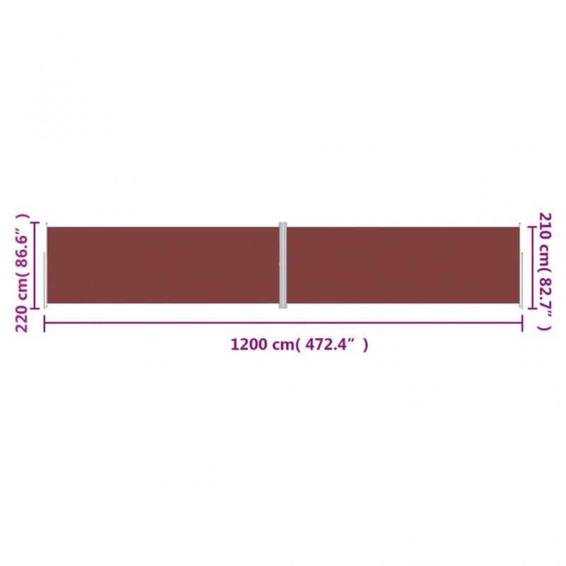 Infllbar sidomarkis fr uteplats brun 220x1200 cm dubbel , hemmetshjarta.se