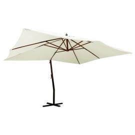Frihängande parasoll med trästång 400x300 cm sandvit , hemmetshjarta.se