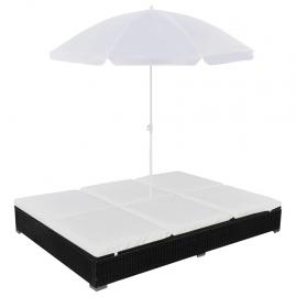 Solsäng med parasoll konstrotting svart , hemmetshjarta.se