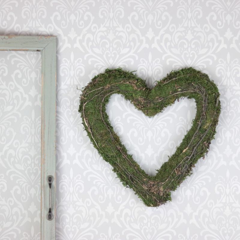 Mosshjärta med grenar 32 cm , hemmetshjarta.se