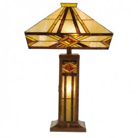 Bordlampa Tiffany 42x42x71 Cm E27/Max 2x60W / Beige, Brun Art Deco , hemmetshjarta.se