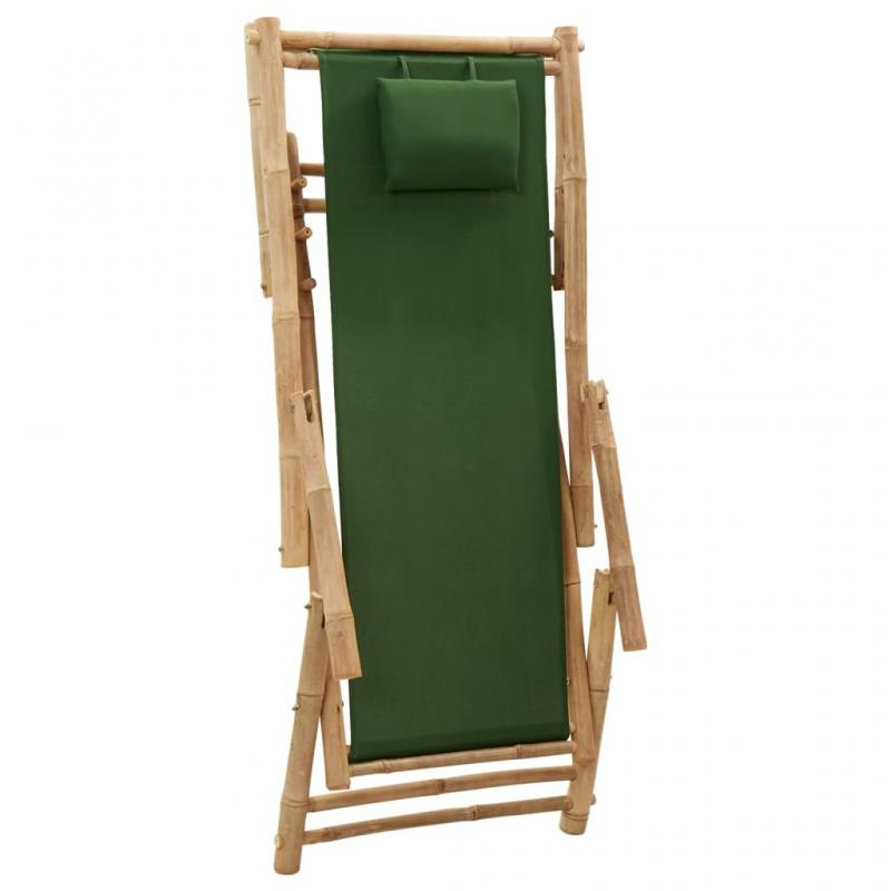 Solstol bambu och kanvas grn , hemmetshjarta.se