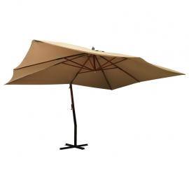 Frihängande parasoll med trästång 400x300 cm taupe , hemmetshjarta.se
