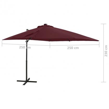 Frihngande parasoll med stng och LED vinrd 250 cm , hemmetshjarta.se