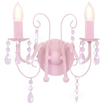 Vgglampa med prlor rosa 2 x E14-lampor , hemmetshjarta.se