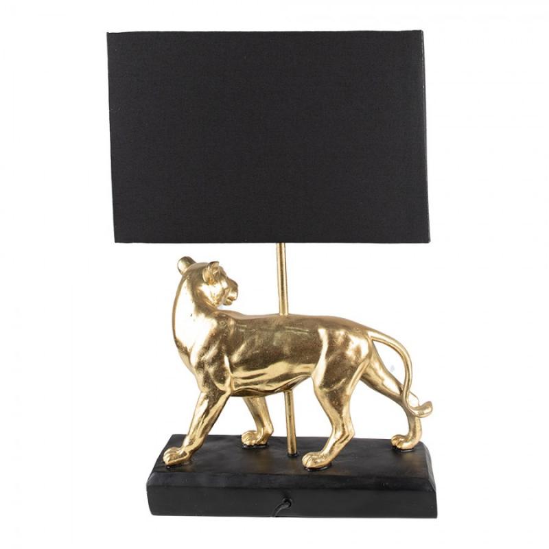 Bordslampa 30x12x47 Cm Leopard Guldfrgad Svart Polyresin Skrivbordslampa , hemmetshjarta.se