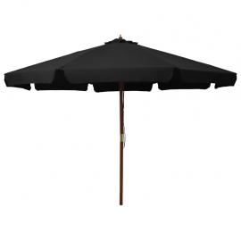Parasoll med trästång 330 cm svart , hemmetshjarta.se