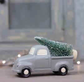 Bil med julgran grå 8,5x14,5 cm , hemmetshjarta.se