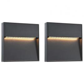 Utomhusvägglampa LED 2 st 3 W svart fyrkantig , hemmetshjarta.se