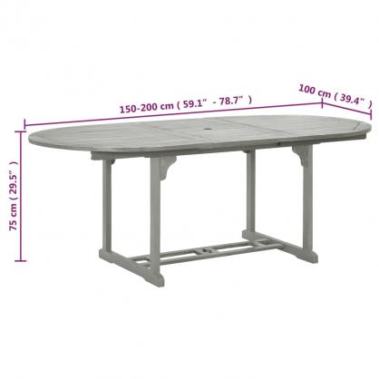 Matbord fr trdgrd utdragbart (150-200)x100x75 cm gr massivt akaciatr , hemmetshjarta.se
