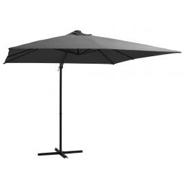 Frihängande parasoll med stång och LED antracit 250x250 cm , hemmetshjarta.se