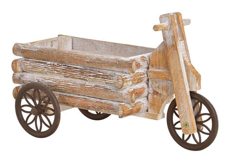Dekorativ vxtlda Trehjuling tr brun (B/H/D) 15x24x36cm , hemmetshjarta.se