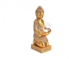 Dekoration Buddha guld värmeljushållare polyresin (B/H/D) 13x37x14cm , hemmetshjarta.se