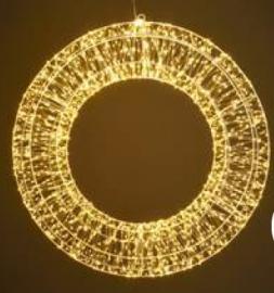 Ljuskrans Cirkel varmvit 2400 LED timer EL IP44 (B/H/D) 70x70x4cm , hemmetshjarta.se