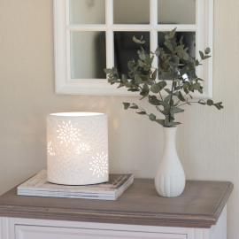 Bordslampa Porslin Oval Blommor Vit (B/H/D) 18x20x10cm utan glödlampa , hemmetshjarta.se