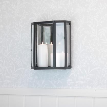 Ljuslykta Vggl med spegel 28 cm - matt svart , hemmetshjarta.se