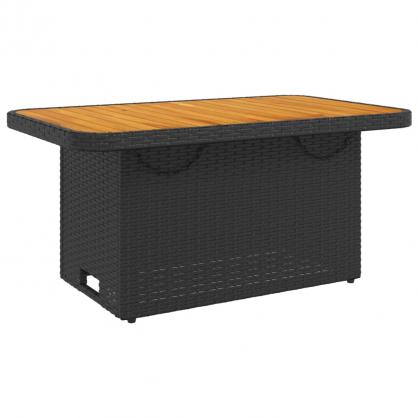 Matbord fr trdgrd 90x55x71 cm svart konstrotting och akaciatr , hemmetshjarta.se