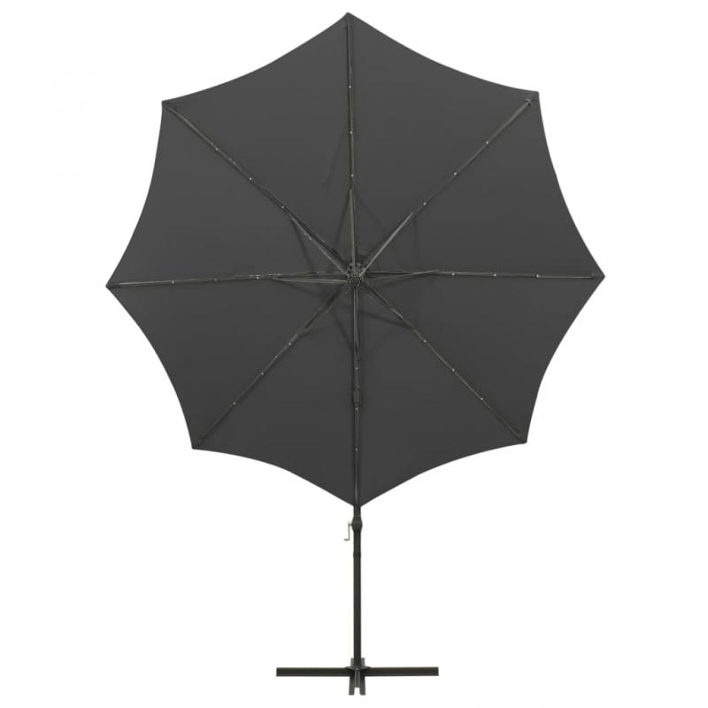 Frihngande parasoll med stng och LED antracit 300 cm , hemmetshjarta.se