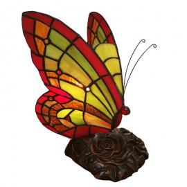 Dekorativ lampa Tiffany Butterfly 15x15x27 Cm E14/Max 1x25W Grön, Röd , hemmetshjarta.se