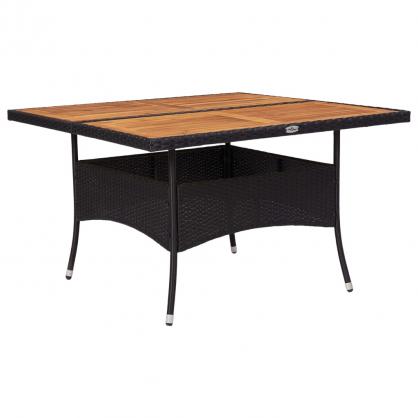 Matbord fr trdgrd 120x120x75 cm svart konstrotting och massiv akacia , hemmetshjarta.se